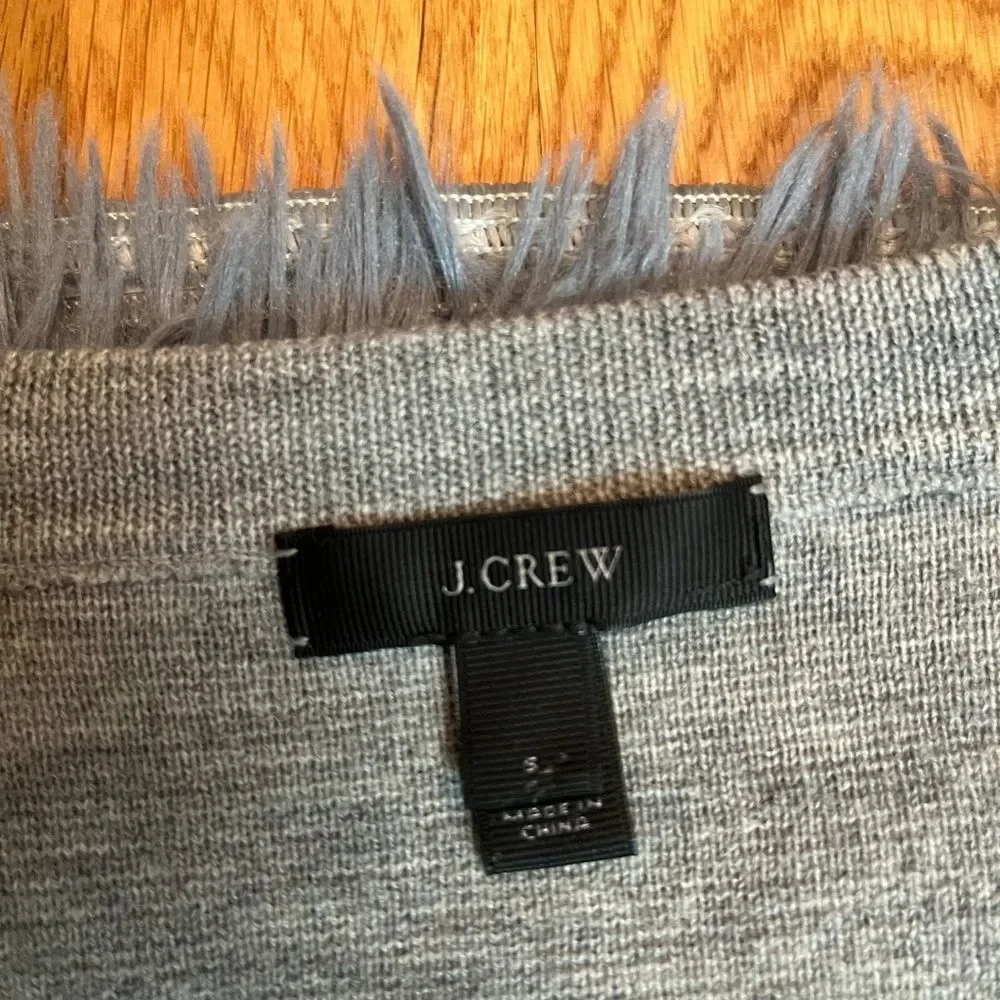 J.Crew Gray 100% Merino Wool Long Oversized V-Neck Sweater Size S